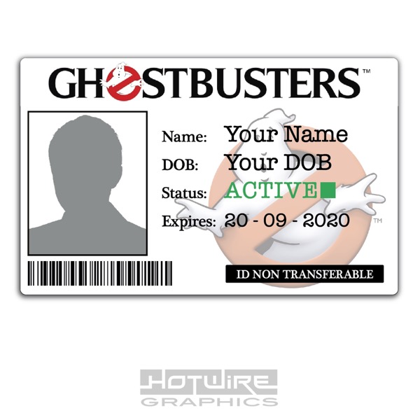 Personalised Printed Novelty Id Ghostbusters Film Tv Pass Card