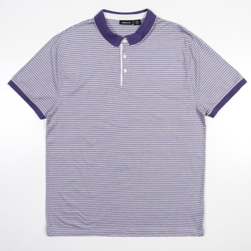 Claiborne Polo Shirt Vibrant Purple & White Stripes Men's 2XL NWOT | eBay