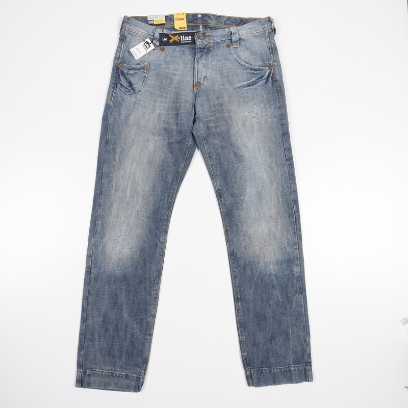 Lee X-Line Jeans Button Fly Straight Leg Midrise Distressed Mens 36 x ...