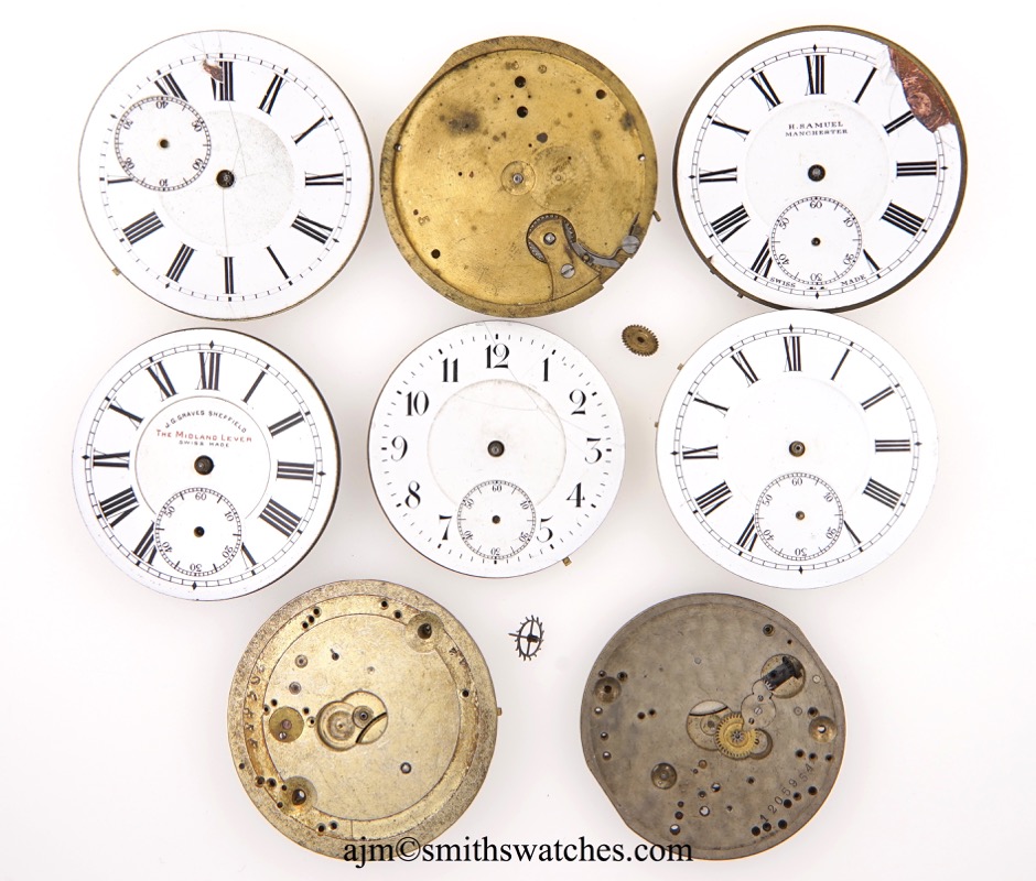 SWISS POCKET WATCH MOVEMENTS WITH LEVER ESCAPEMENTS JOB LOT OF 8 ...